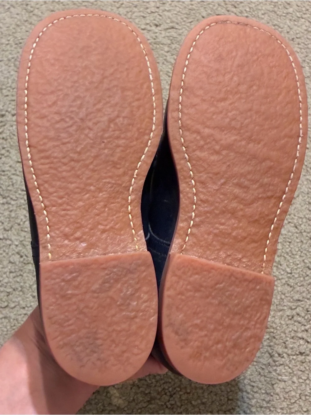 Vintage 60/70s Kids Navy Blue Leather Casual Lace-Up Scuff Tip Shoes Youth 12EE